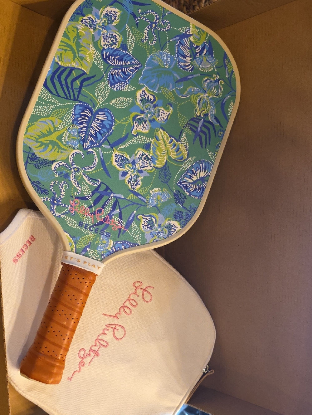 Lilly Pulitzer & Recess Green and Blue Floral Pickleball Paddle